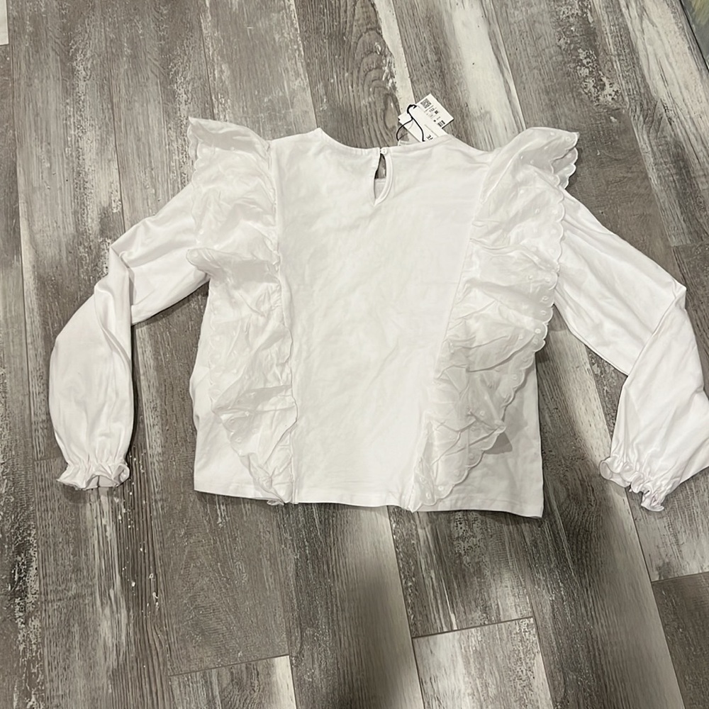 Zara White Ruffled Lace Top - Picture 5 of 8